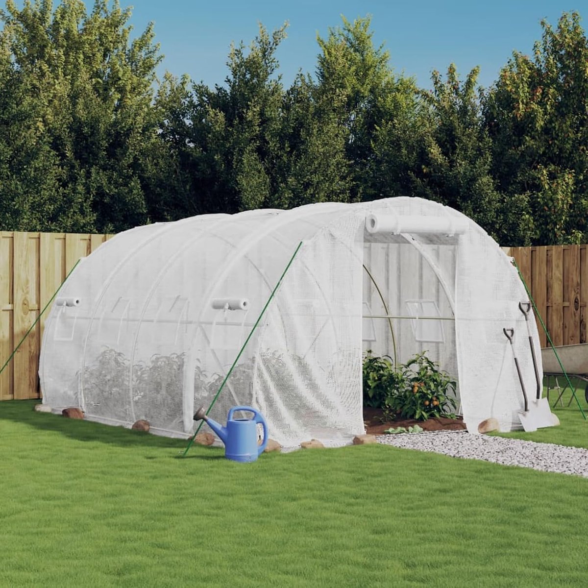 Broeikas met stalen frame, wit, 12 m², 4 x 3 x 2 m, broeikas voor tuin, kas voor groenten, broeikas voor planten, broeikas voor de tuin (SPU:3188050)