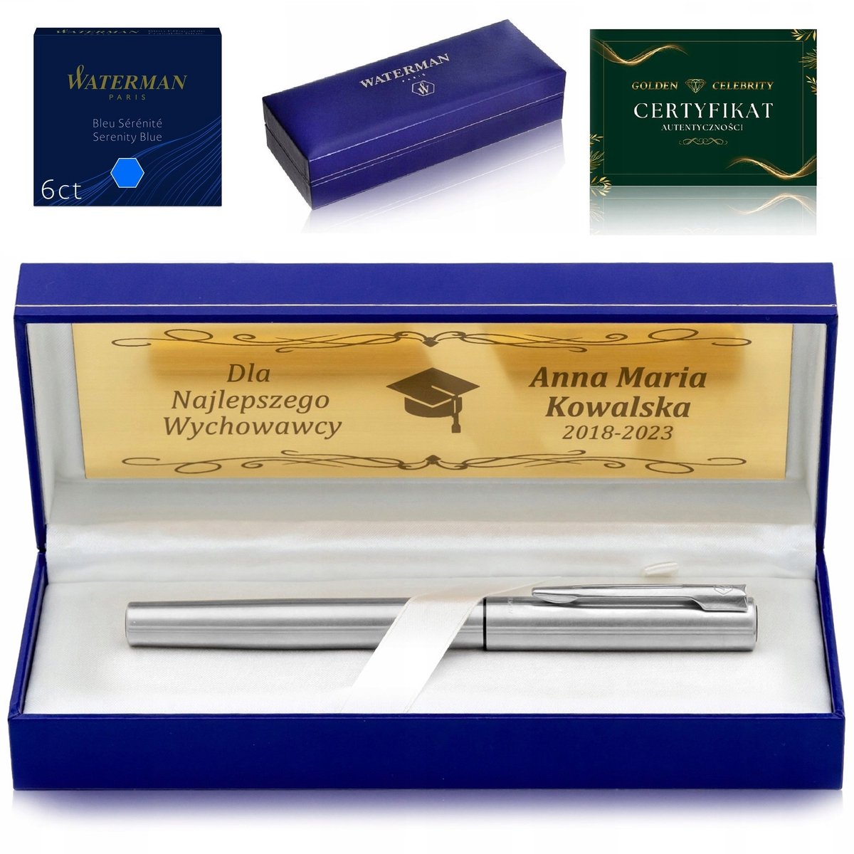 Waterman Graduate Stalen Vulpen met Gravure & Cadeaubox