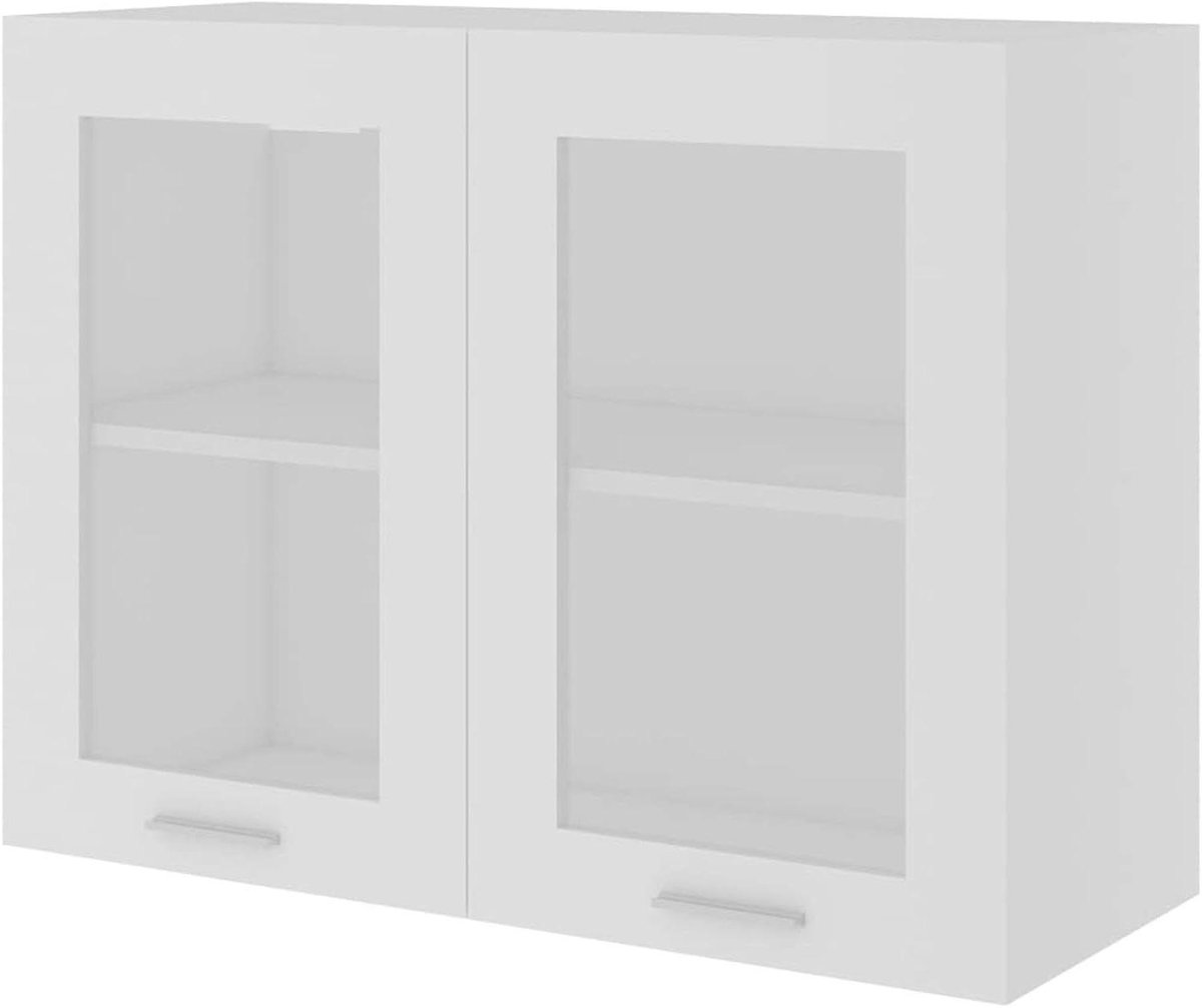 Hangkast met glas - Wandkast keuken - Keuken organiseren - Modern design - 80 x 31 x 60 cm - Wit