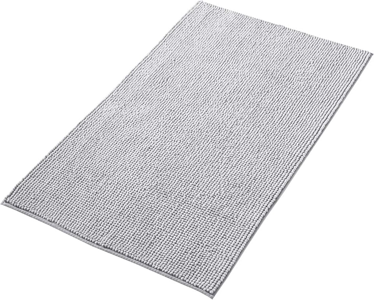 Badmat Anti-Slip av soft Chenille | Super absorberend en machinewasbaar | Te combineren als badmat set | Voor de badkamer, douche, bad of als WC mat | Grijs - 40x60 cm