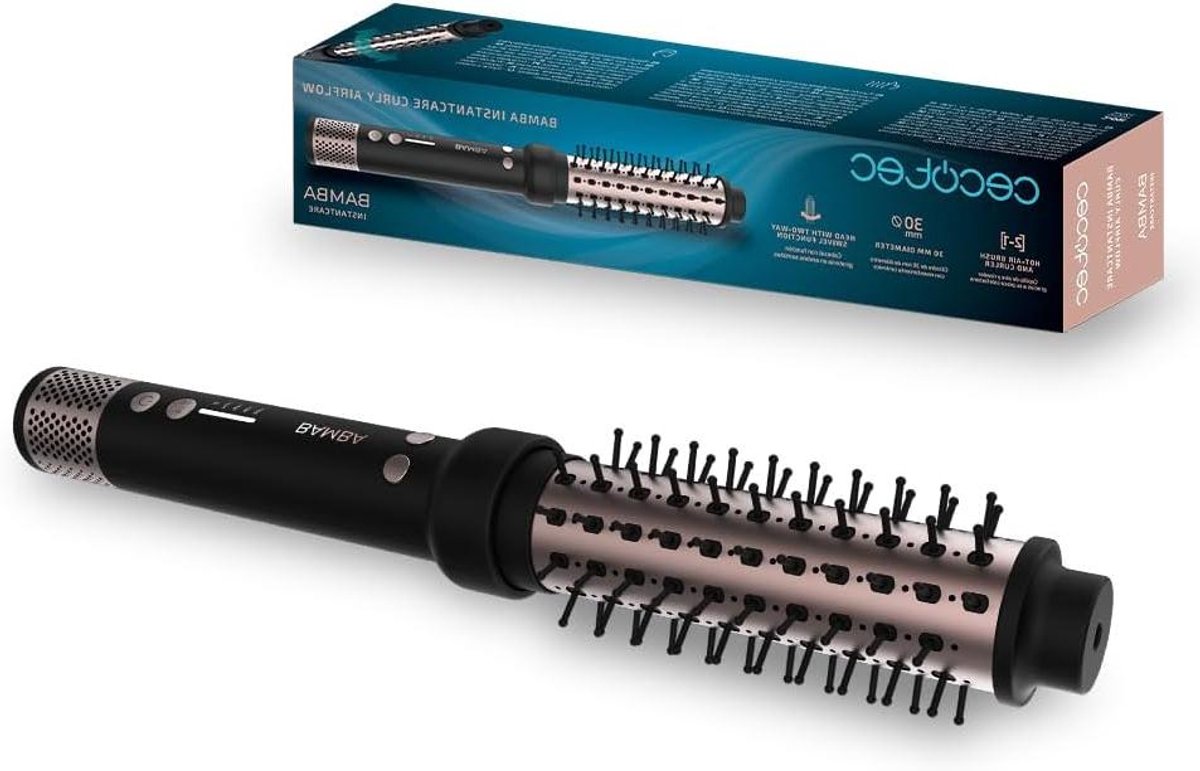 Borstel Stijltang - Haarstyling Borstel - Haar Krullen Volume - 2-in-1 Technologie - 34mm Cilinder - Zwart