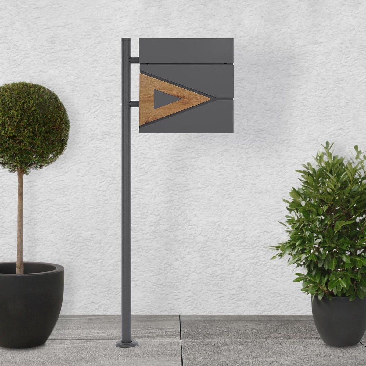 Staande brievenbus - Brievenbussysteem krantenvak - Post ontvangen - Inclusief grondankers - 120 cm hoog - Antraciet eikenlook