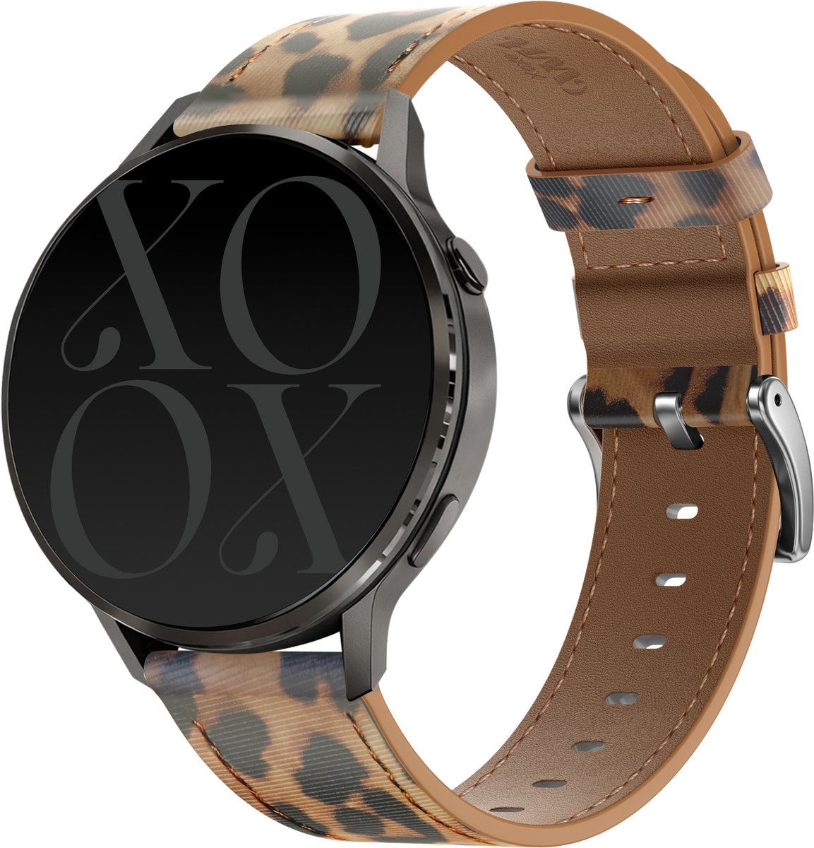 xoxo Wildhearts leren bandje 'Leopard' geschikt voor Garmin Vivoactive 6 / 5 / 3 / Vivomove / 3 / HR / Style / Luxe / Sport / Trend / Forerunner 645 / 570 / 245 / 165 / 55 / Venu / SQ / SQ2 / 2 Plus / Approach / D2 Air X10 - luipaardprint