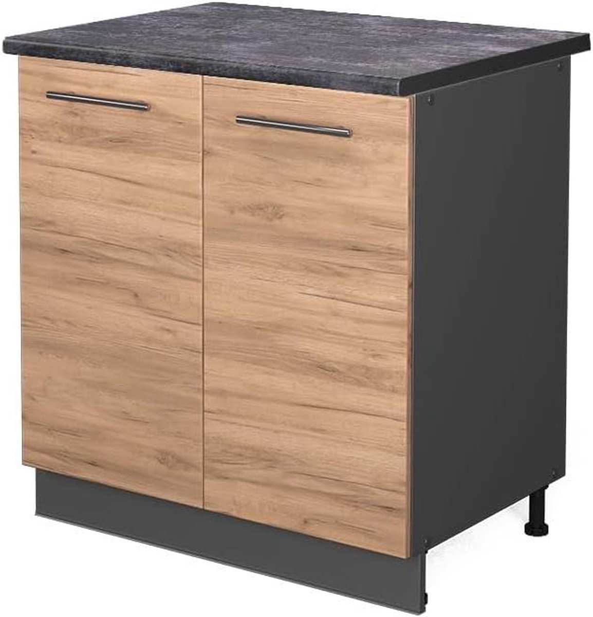 Wastafelkast - Keukenonderkast - Keuken Opbergen - Soft-close scharnieren - 80 cm breed - Eiken goud
