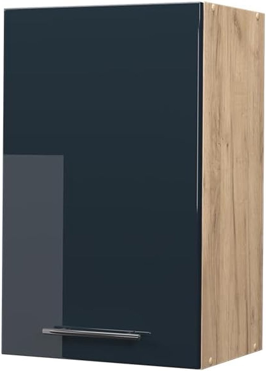 Wandkast Keuken - Opbergkast Keuken - Keuken Organiseren - Soft-close Scharnieren - 45 cm Breed - Donkerblauw Hoogglans