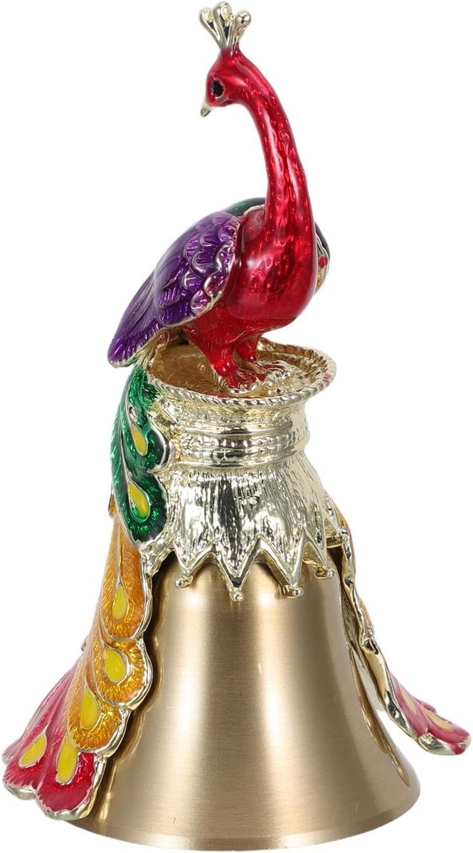 Decoratieve Handbel - Tafelbel Pauw - Service Oproepen - Opvallend Pauwenaccent - 11 cm - Veelkleurig