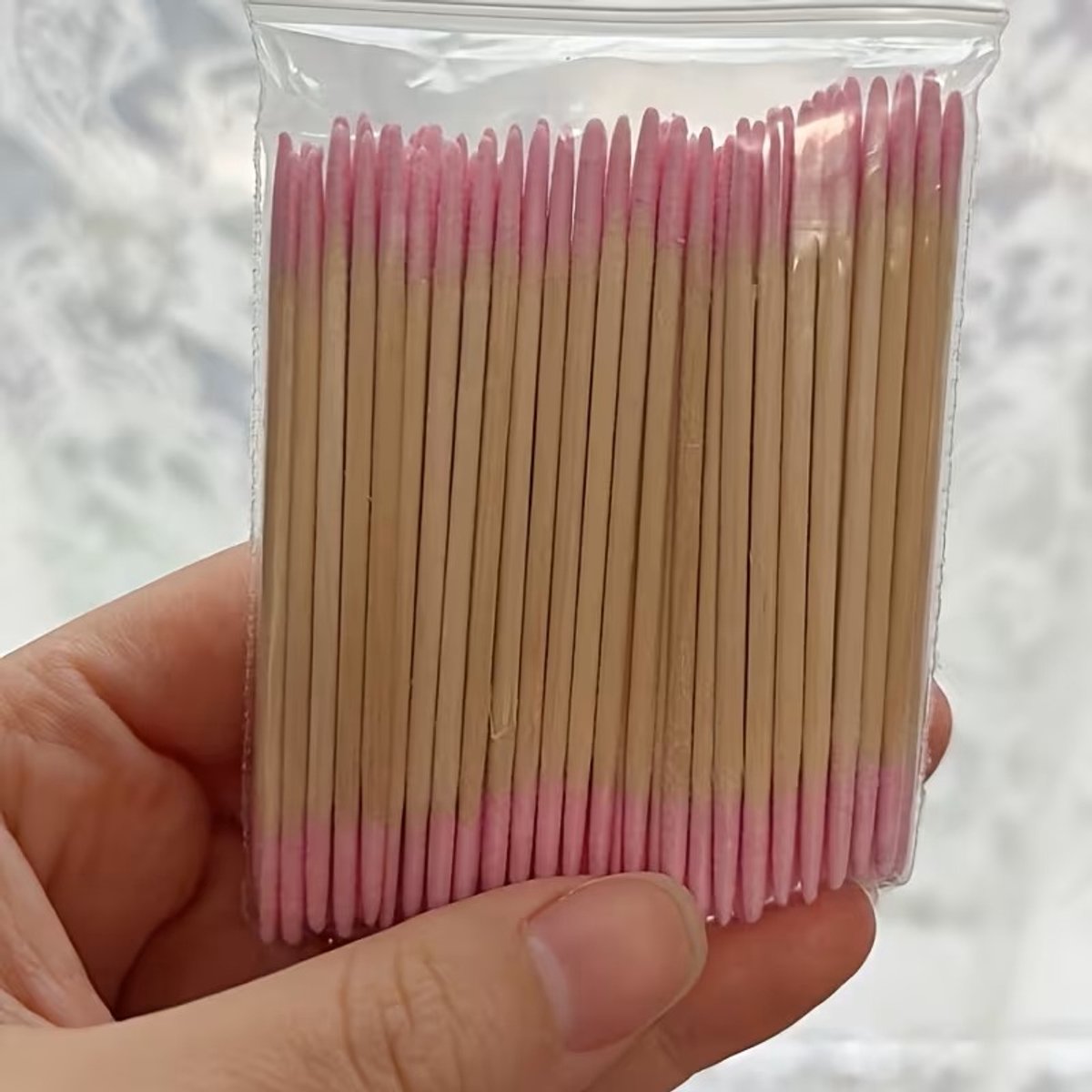 100 stuks puntige wattenstaafjes - ideaal voor make-up, cosmetica, tatoeages, wenkbrauwen en nagels - Roze