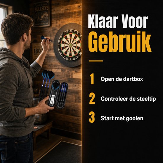 RAMBUX® Dartpijlen Set - Hardtip Dartpijlen - 23 Gram - 3 Stuks - Met Opbergdoos - Paars - Metalen Barrel - Sisal Dartbord van rambux — afbeelding 3
