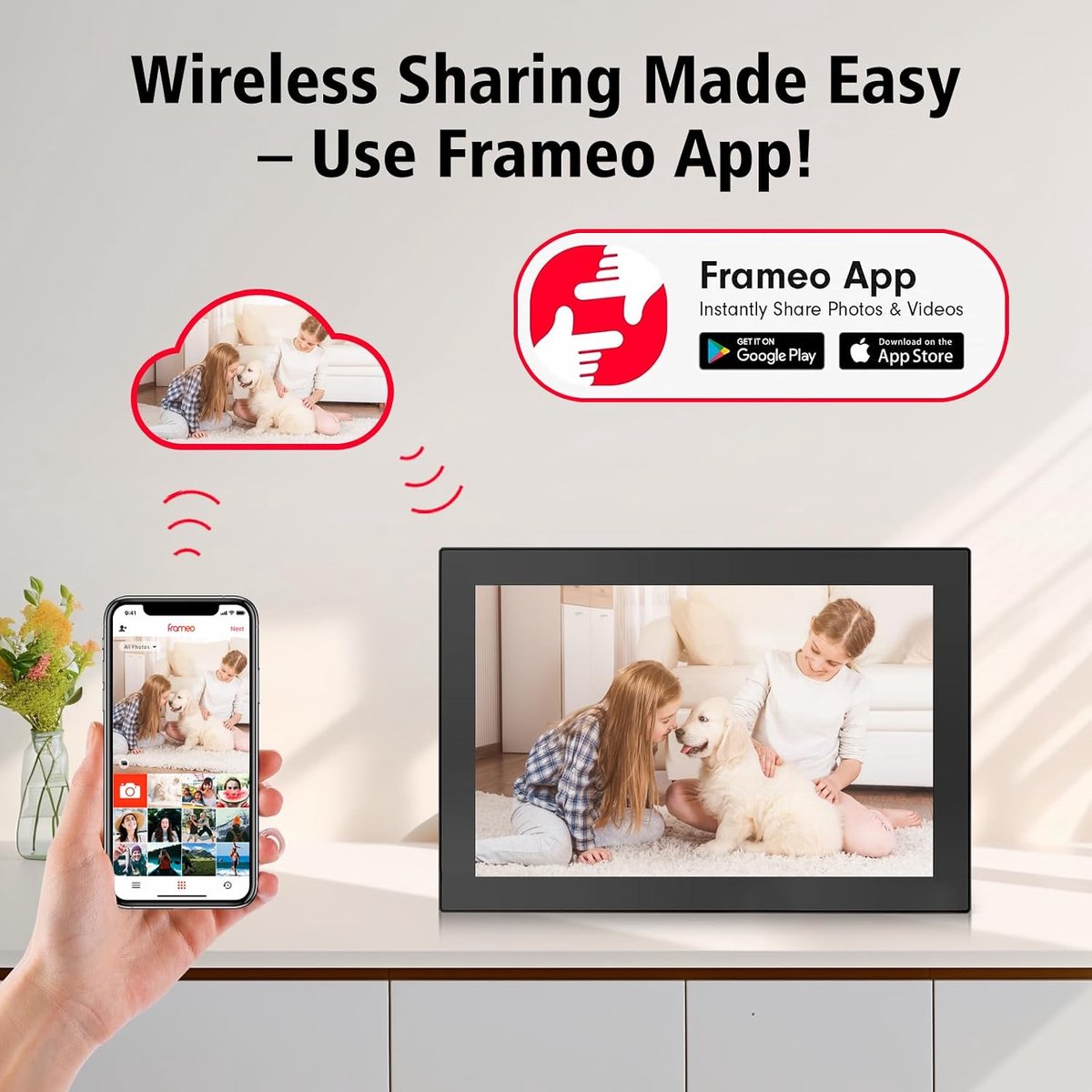 Digitale Fotolijst - Slimme Beeldscherm - Foto's Delen - Directe Wifi Verbinding - 10 Inch IPS - Zwart — cadeau in Wonen & Interieur - foto 2