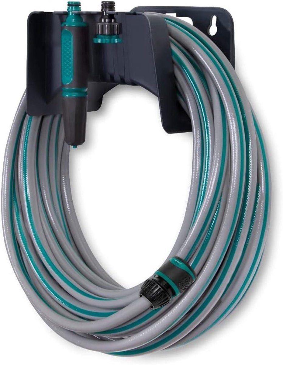 Tuinslang Set - Bewateringsslang - Gazon Besproeien - Inclusief Houder Spuit - 20 meter - Turkoois