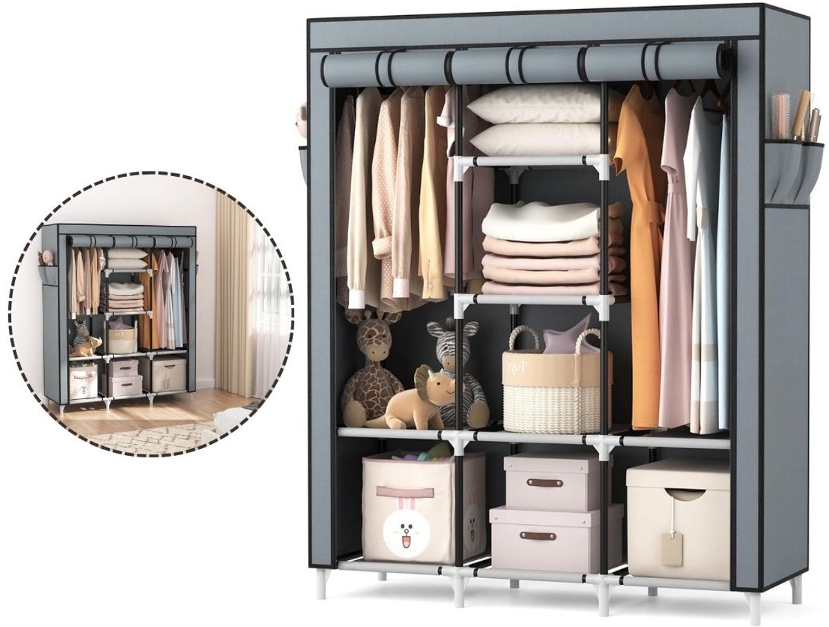 Dressing Kasten - Kledingkast - Kledingkasten Slaapkamer - Organizer - Grijs