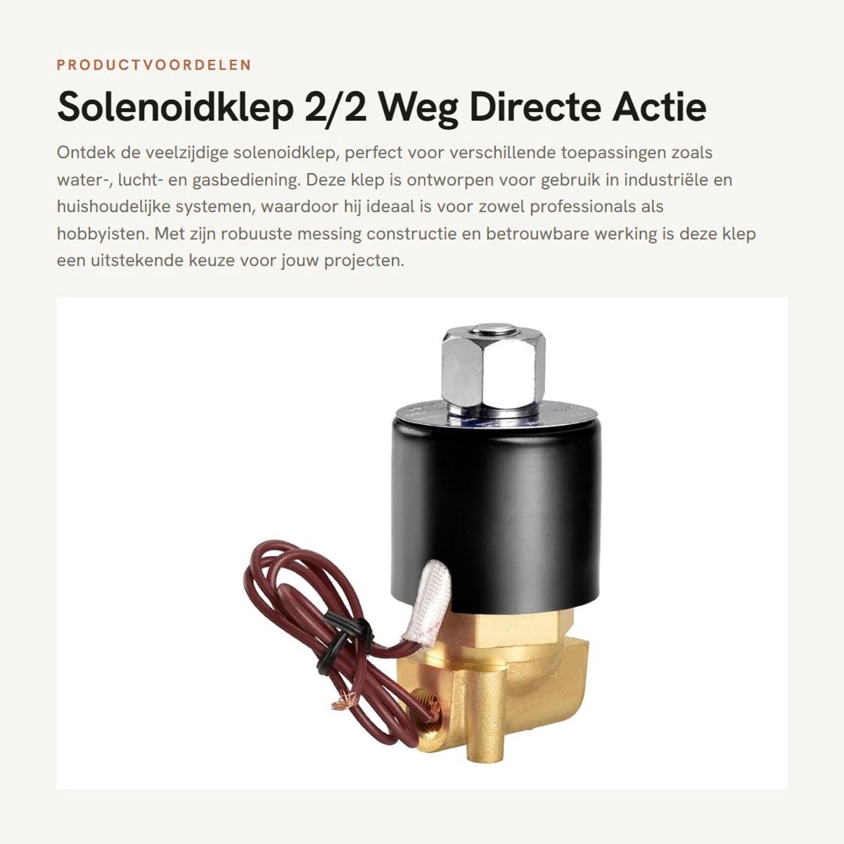Allecto - Solenoidklep - 2/2 Weg - Directe Actie - 1/8 Inch - 24V DC - Voor Water en Lucht - Geschikt voor Diverse Toepassingen
