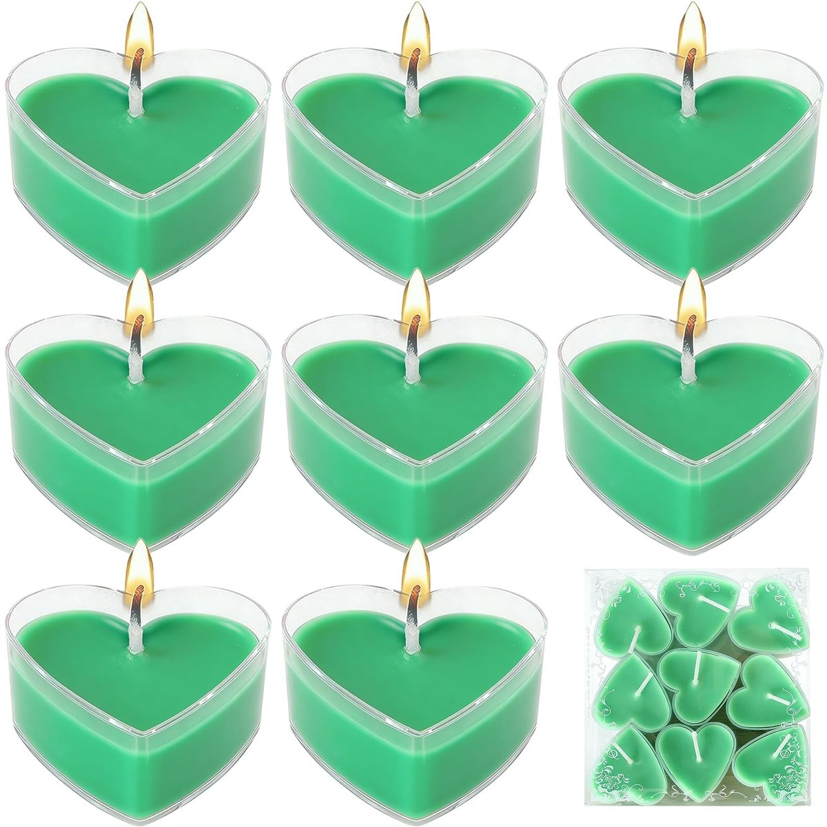 Dailygoods- Theelichtjes 9 Stuks - Hartvormige Geurkaarsen - Decoratieve Kaarsen - Rookvrij - Smaakneutraal - Afmetingen 1,5 cm x 4 cm
