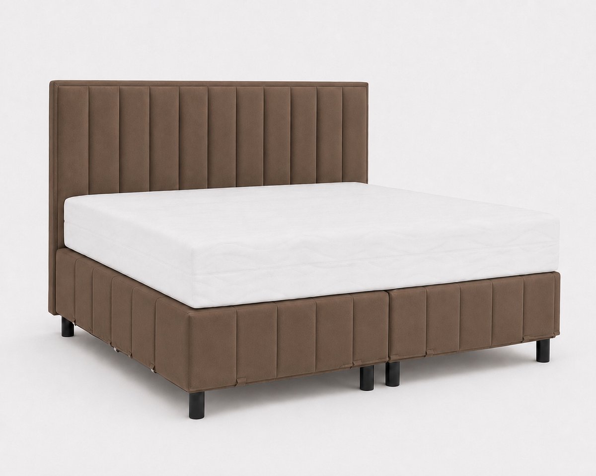 Opberg Boxspring Aurelia - 140x200 Compleet - Bruin - Luxe Living Home