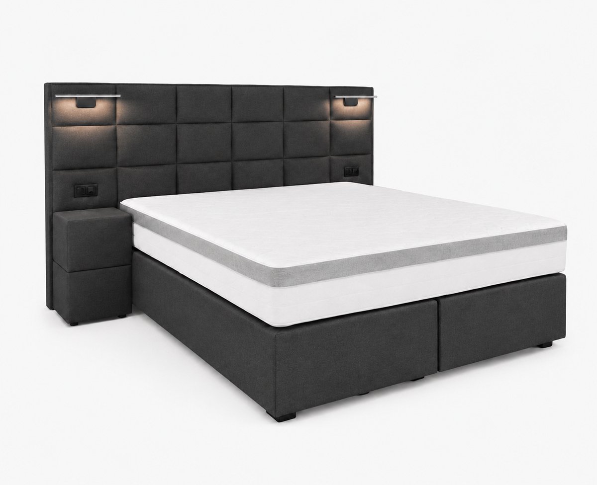 Opberg Boxspring Évora - 180x200 Compleet - Antraciet - Luxe Living Home
