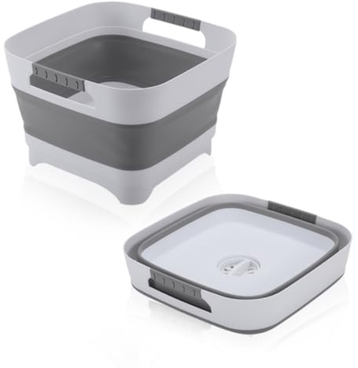 Opvouwbare Babyfles Wasbak - 11L Gootsteen met Afvoerstop voor Babyflessen, Melkpomp en Reizen - Grijs