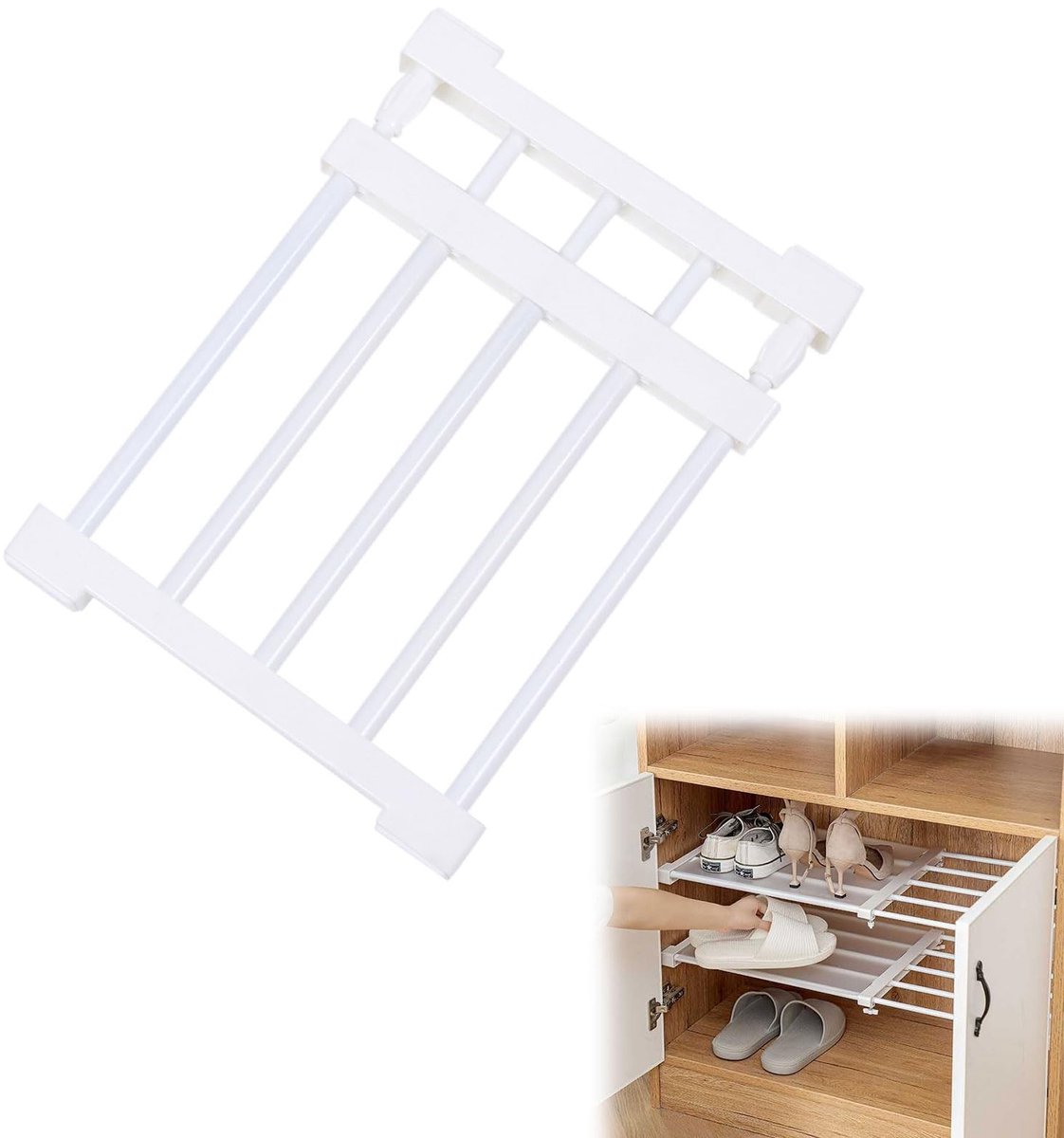 Dailygoods - Helweet Uittrekbare planken, kastklemrek, opbergorganizer, telescopisch rek, opbergrek, scheider, voor kasten, schoenenrekken, opbergrekken, instelbare lengte 23-30 cm