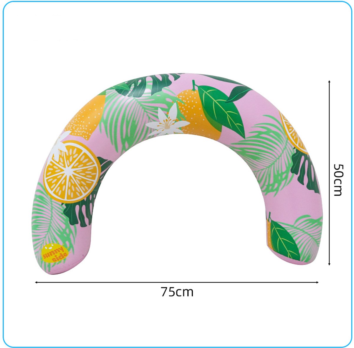 Nieuwe U-vormige zwemband met fruitprint, opblaasbare zwemband voor onder de armen, opblaasbare zwemstick voor volwassenen (roze)