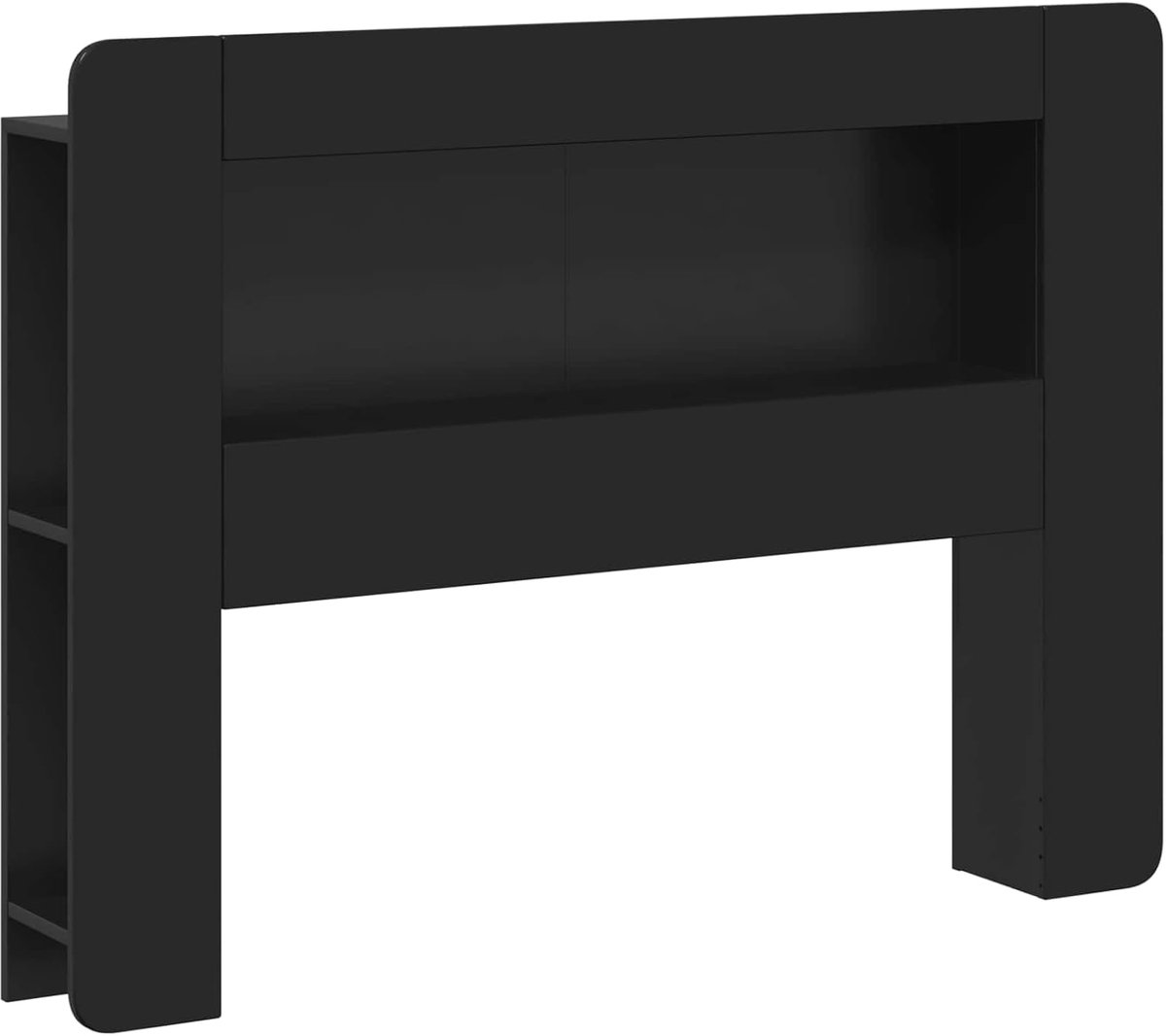 Hoofdbord met Opbergruimte - Wandmontage Rugleuning - Slaapkamer Organisatie - Geïntegreerde Legplanken - 135 cm Breed - Zwart