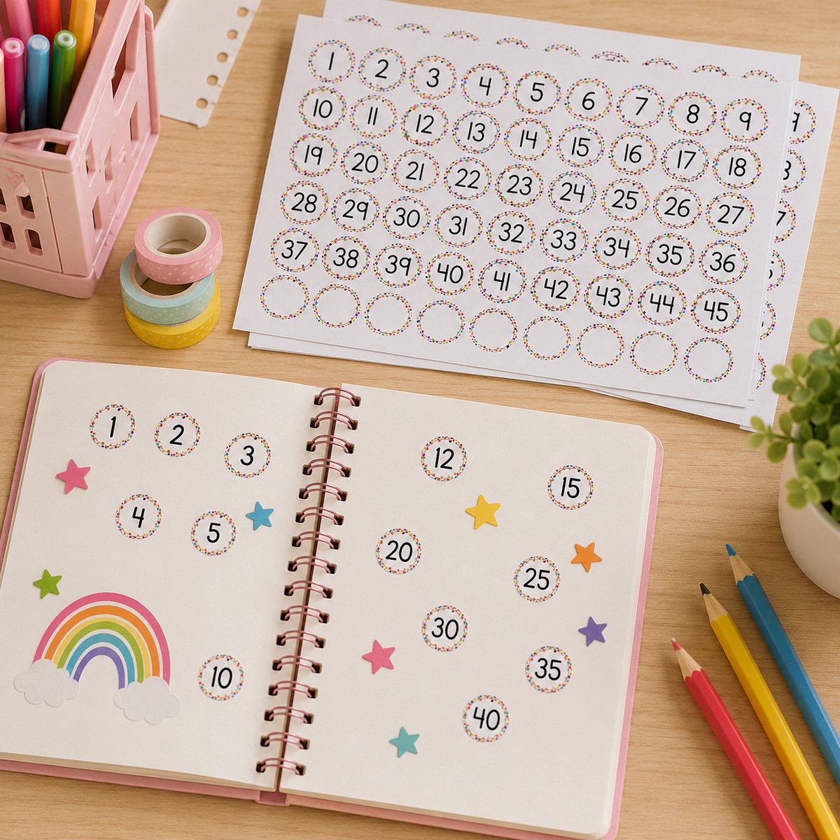 Cijfer Stickers - 270 Nummer Stickers - Beschrijfbare Planner Stickers - Agenda Stickers — afbeelding 5