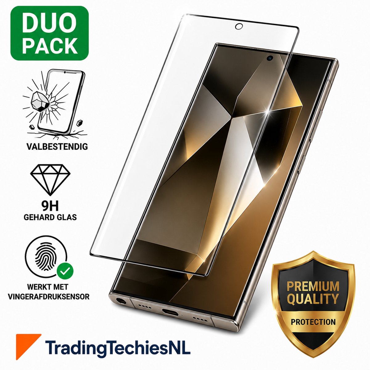 ScreenProtector Samsung Galaxy S24 FE– 2 Stuks Duo Pack – Beschermglas, 9H Gehard Glas, Valbestendig, Krasbestendig, Case-Friendly, Premium kwaliteit
