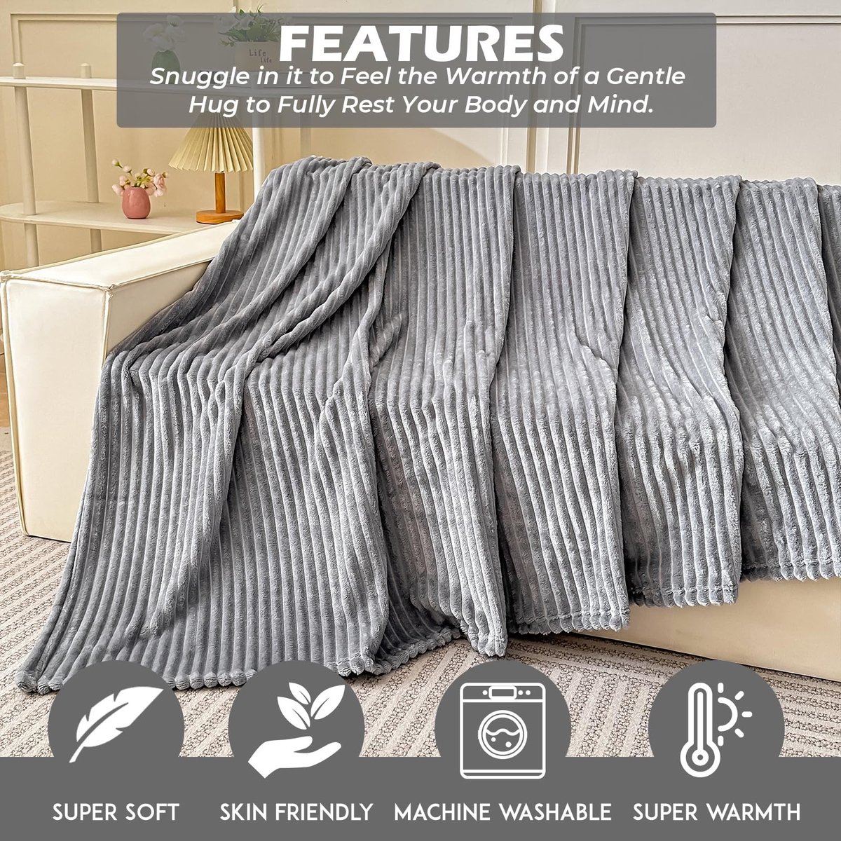 Dailygoods- Knuffeldeken Kingsize - Luxe Pluizig - Zacht/Warm - 100% Polyester - 200 x 240 cm - Ideaal voor Bank - Dekentje