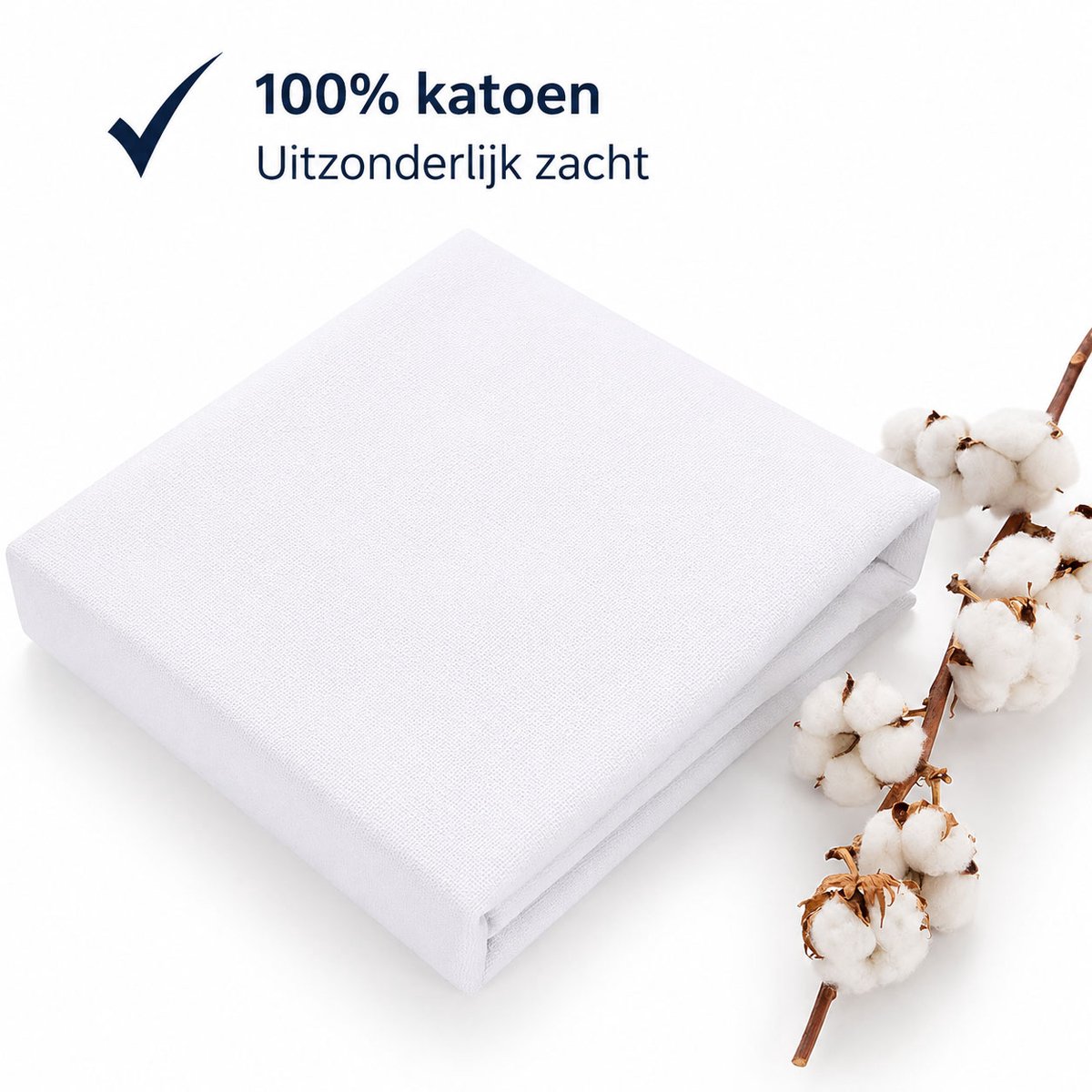 Mila Home Waterdichte Matrasbeschermer - 100% Katoenen Badstof - Ademend - Hoeslaken Model - Rondom Elastiek - Wit - Tot 35 cm Matrashoogte