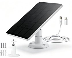 SnelShoppen - Udbrud Zonnepaneel 3W voor Bewakingscamera, 6V Zonne-oplader met Micro USB & USB-C, 360 Graden Verstelbare Beugel, IP65 Waterdicht, Buit