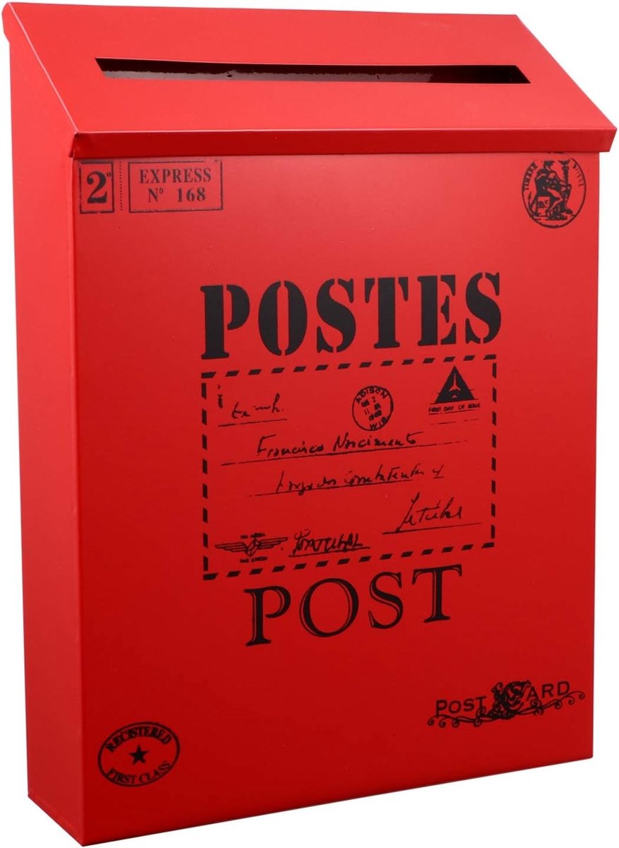 Vintage Wandmontage Brievenbus van Metaal met Grote Capaciteit voor Tuindecoratie en Fotoprops - Rood en Decoratief
