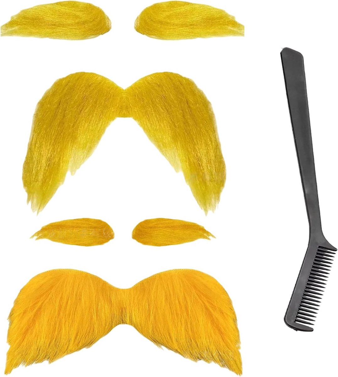 Set van 2 Nepwimpers en Neppaarden, Zelfklevende Snor en Wenkbrauw voor Kostuums, Cosplay en Feestaccessoires, Perfect voor Carnaval en Themapartijen