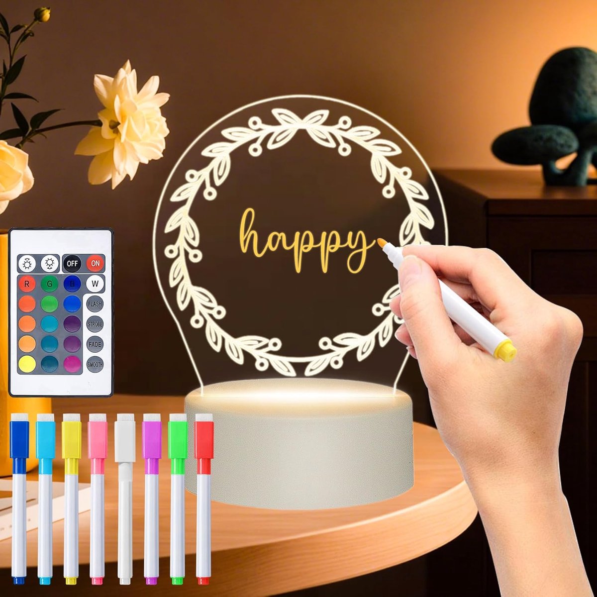 SnelShoppen - Verjaardagscadeaus voor meisjes | Bedlampje met LED-letterbord, geluksblad, ideaal voor vriendinnen, mama, vrouw, zus, kinderen, kerstca