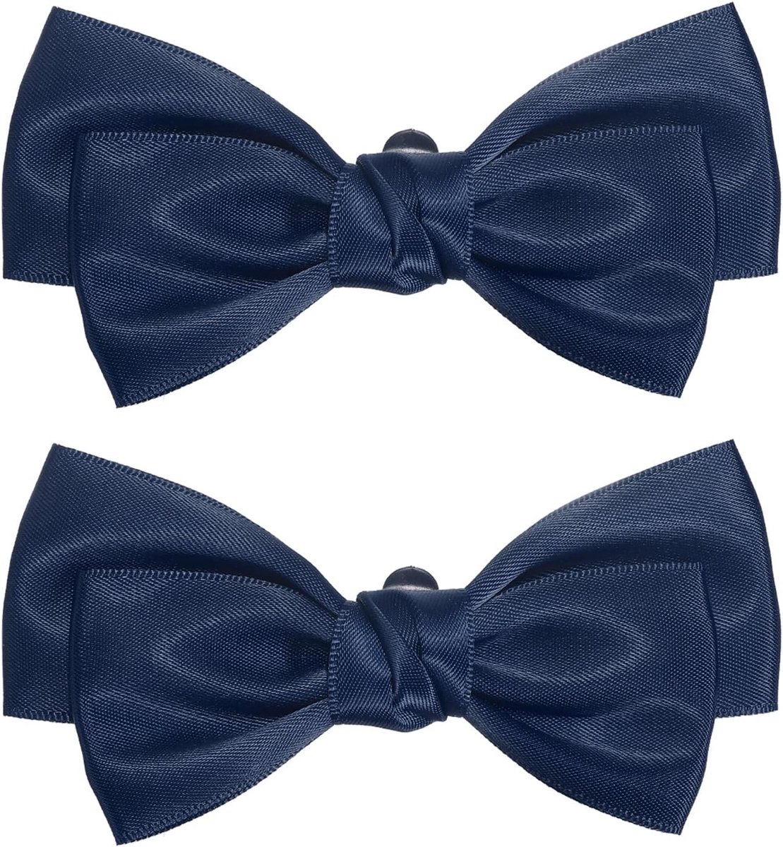 Dames elegante blauwe satijnen strik schoenklemmen, 2 stuks x 10 x 6 cm/3,9 x 2,4 inch, afneembare strik, bevestiging aan voor- en zij/achterkant
