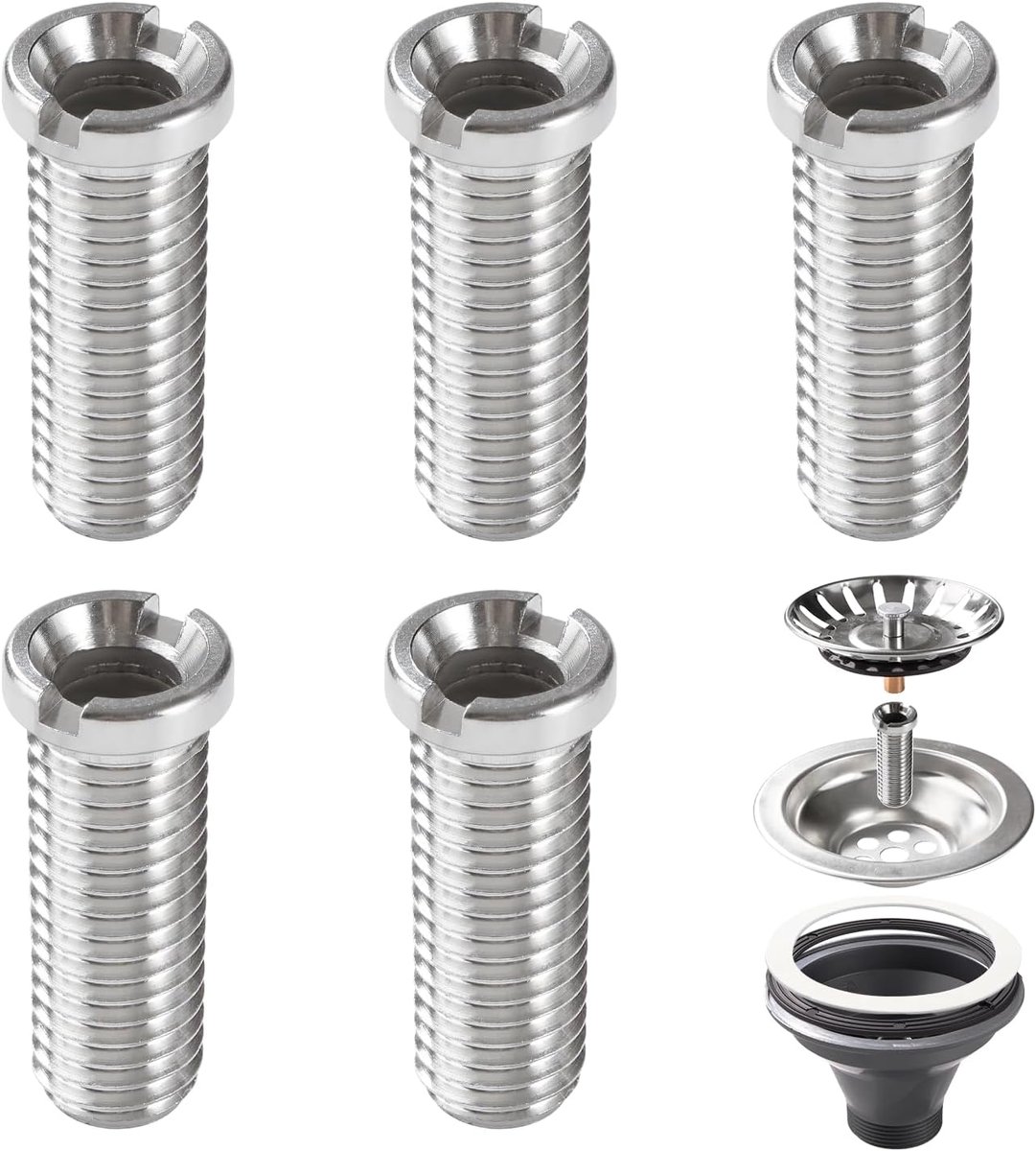 5 Stuks M12 x 35mm Gootsteenkorfschroef, Gootsteenzeef RVS Schroeven, voor Gootsteenzeefplug Keuken