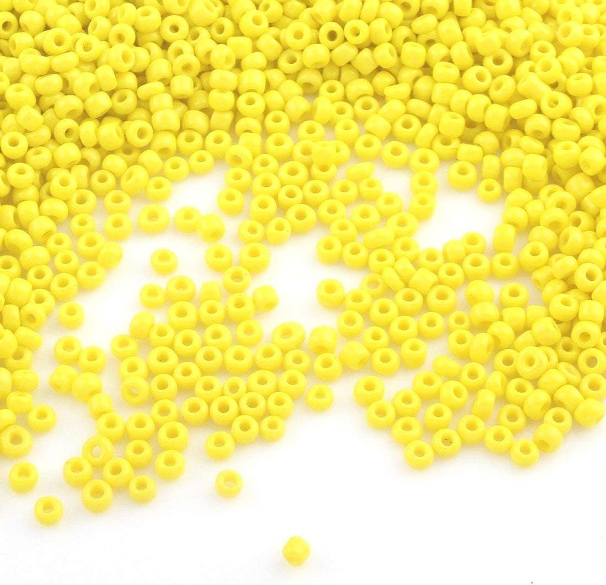 Kralen Indianenkralen zaadkralen ponykralen 2mm opak, mat, 11/0 opak gelustreerd, opaque zaadkralen, 6500 stuks (geel)