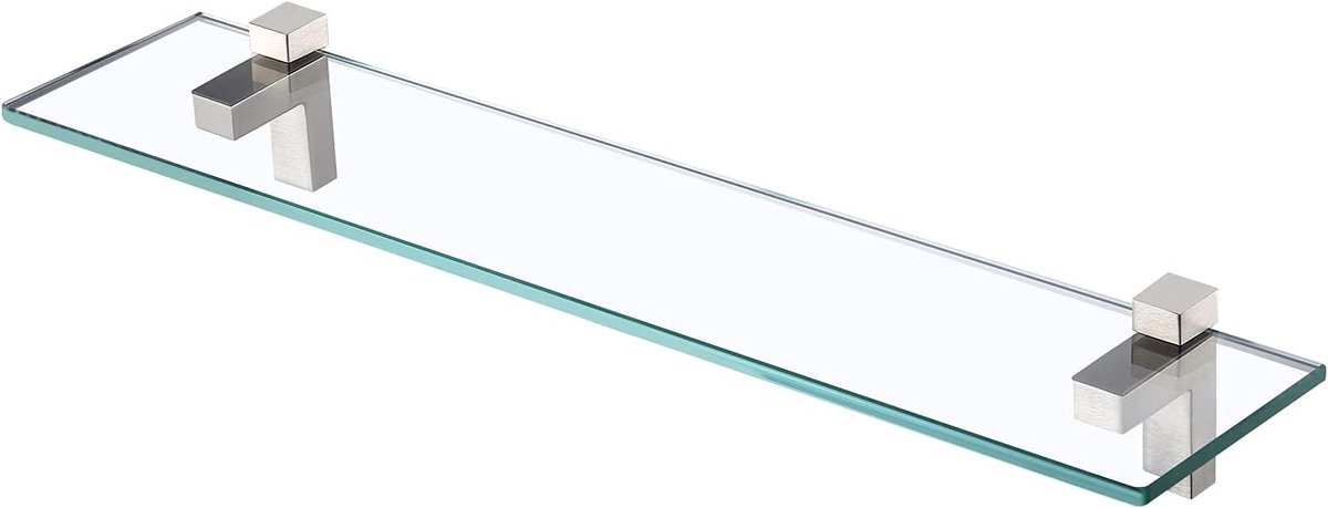 Gehard Glas Plank 60CM Badkamer Plank Wandmontage 8MM Extra Dikke Rechthoekige Geborsteld Nikkel Beugel, BGS3201S60-2