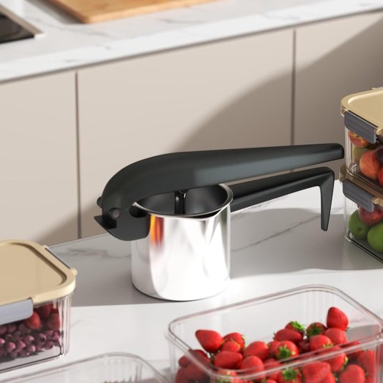 Citruspers - Sap Limoenpers - Verse Sappen Maken - Efficiënte Sap Extractie - 17.5cm Hoog - Zilver — afbeelding 4