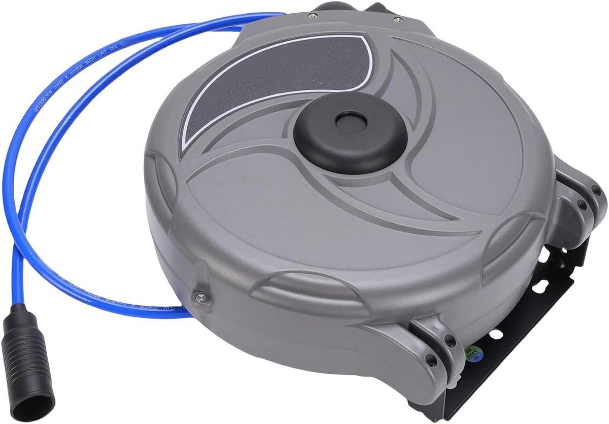 Luchtslanghaspel - Slangoprolsysteem - Werkplaats Organisatie - Automatisch Intrekbaar - 10mm x 15m - Grijs