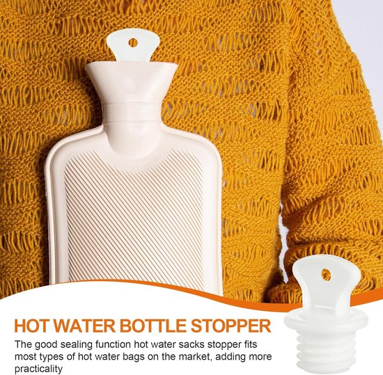 Warmwaterkruikstop - Rubberen plug - Warm Blijven - Lekvrije Afsluiting - 2 stuks - Wit — afbeelding 4