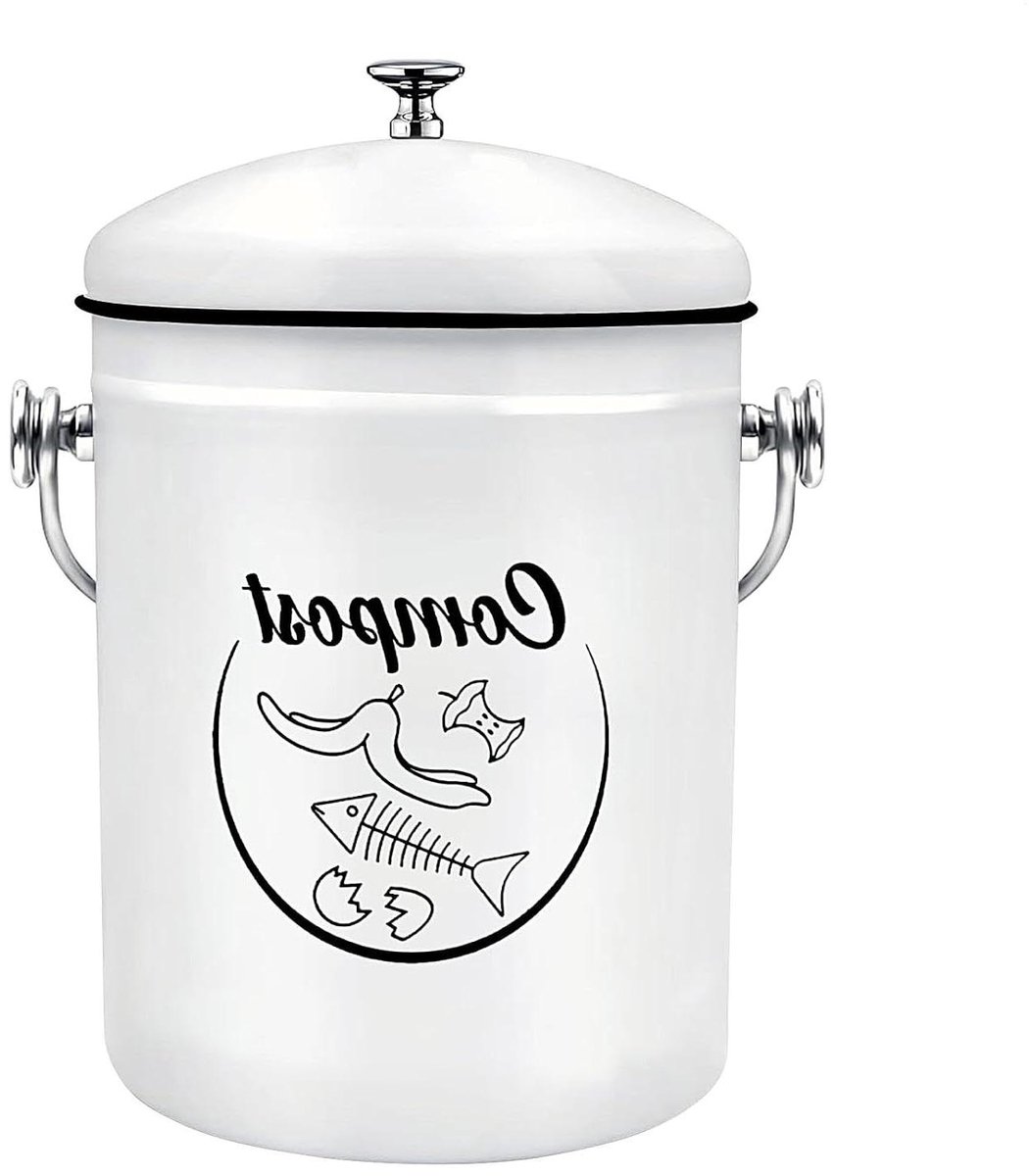 Compostemmer Keuken - Afvalbak Binnenshuis - Keuken Afval Scheiden - Rustiek Design - 5 Liter - Meerkleurig