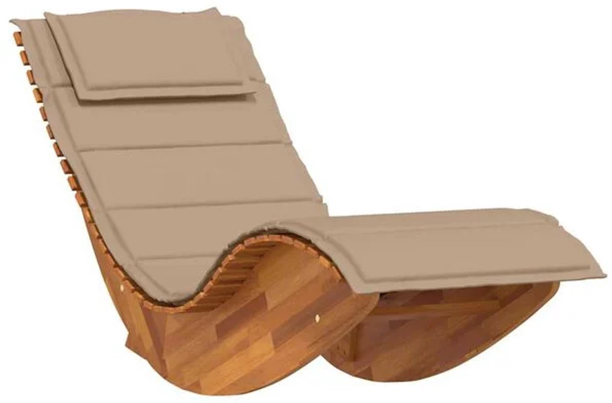 Ligbed - Tuin - Zonnebed - Ligstoel - Loungebed - Weerbestendig - Verstelbaar - Buiten - Opklapbaar - Naturel + Taupe