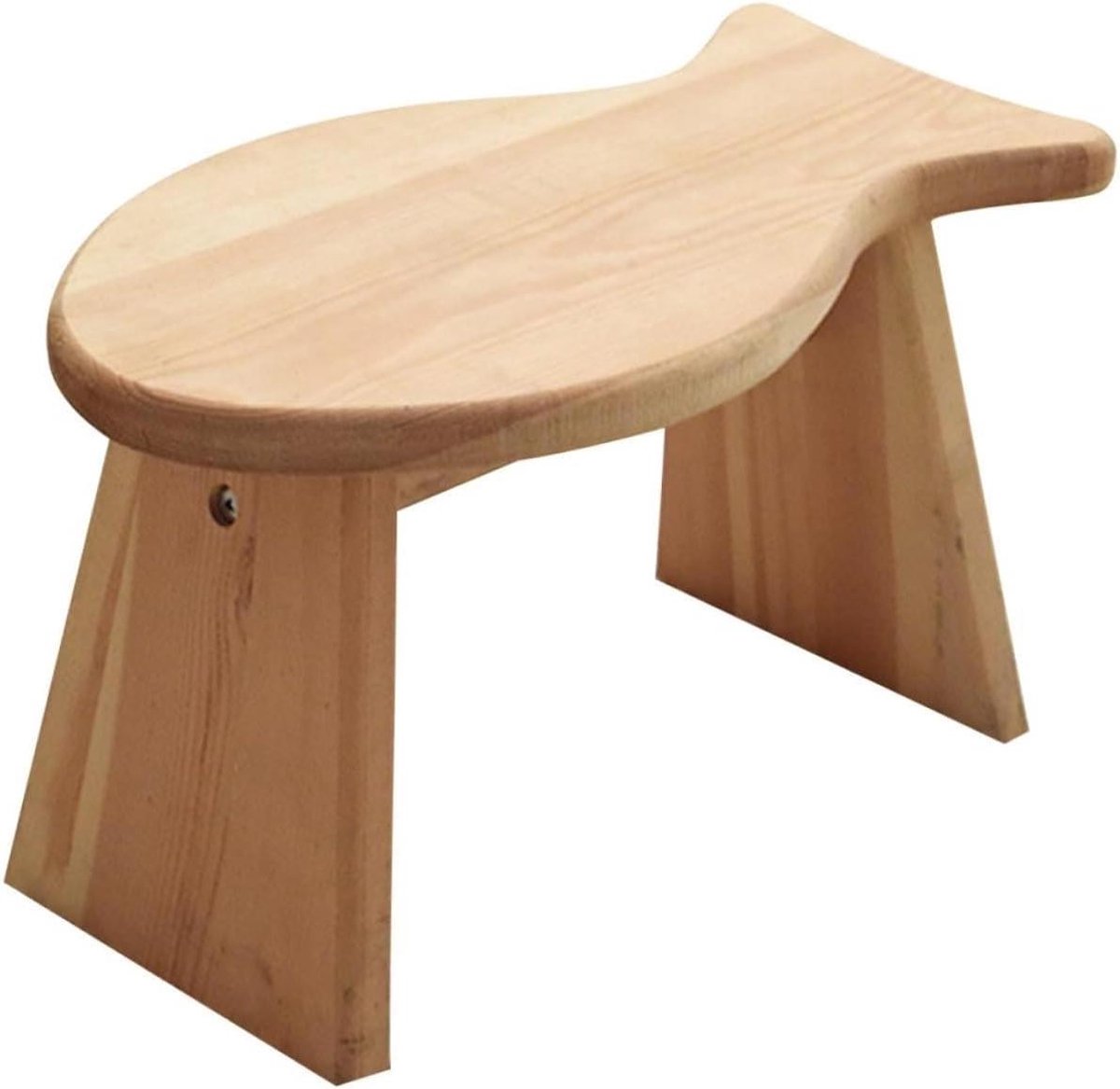 Houten Vis Krukje - Voetenbankje Opstapje - Schoenen Wisselen - Stevig Massief Hout - 33 cm Lengte - Houtkleur