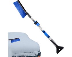Sneeuwborstel met schraper - Auto ijskrabber - Winterse autorit - Verstelbare lange handgreep - 40 cm - Blauw