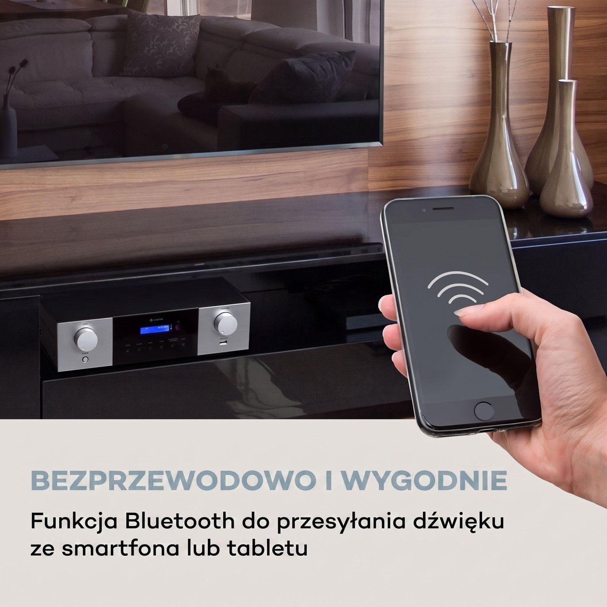 SnelShoppen - Auna AMP-4000 DAB hifi stereo versterker met DAB+ radio, USB afstandsbediening, zwart-wit versterker met LED display voor thuisgebruik thumbnail 5