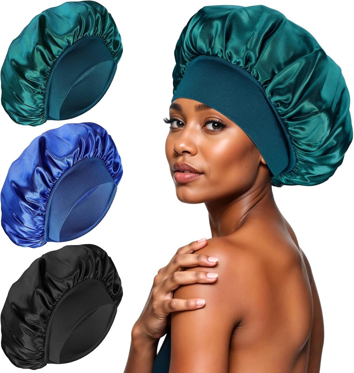 satijnen slaapmuts, nachtmuts van zijde met elasticiteit, zachte bonnet sleep cap voor dames