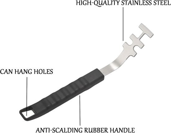 2 stuks grillroosterlifters van roestvrij staal met handgreep, 27 cm, multifunctioneel barbecue-gereedschap, anti-verbranding, grillrooster hefgereedschap, universeel grillgereedschap met handvat voor — afbeelding 2