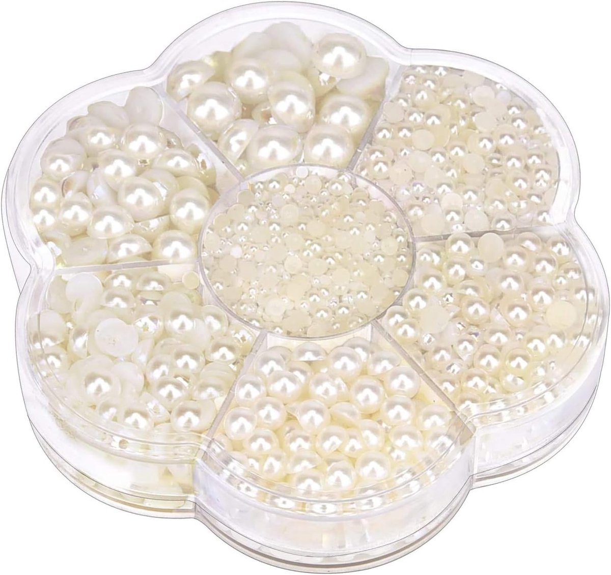 5600 Pcs Half-Round Pearl Flat Back Resin Pearls Pearls for Crafts 7 Sizes 2/3/4/5/6/8/10mm Half Round Imitation Pearl for DIY Crafts - Dark white