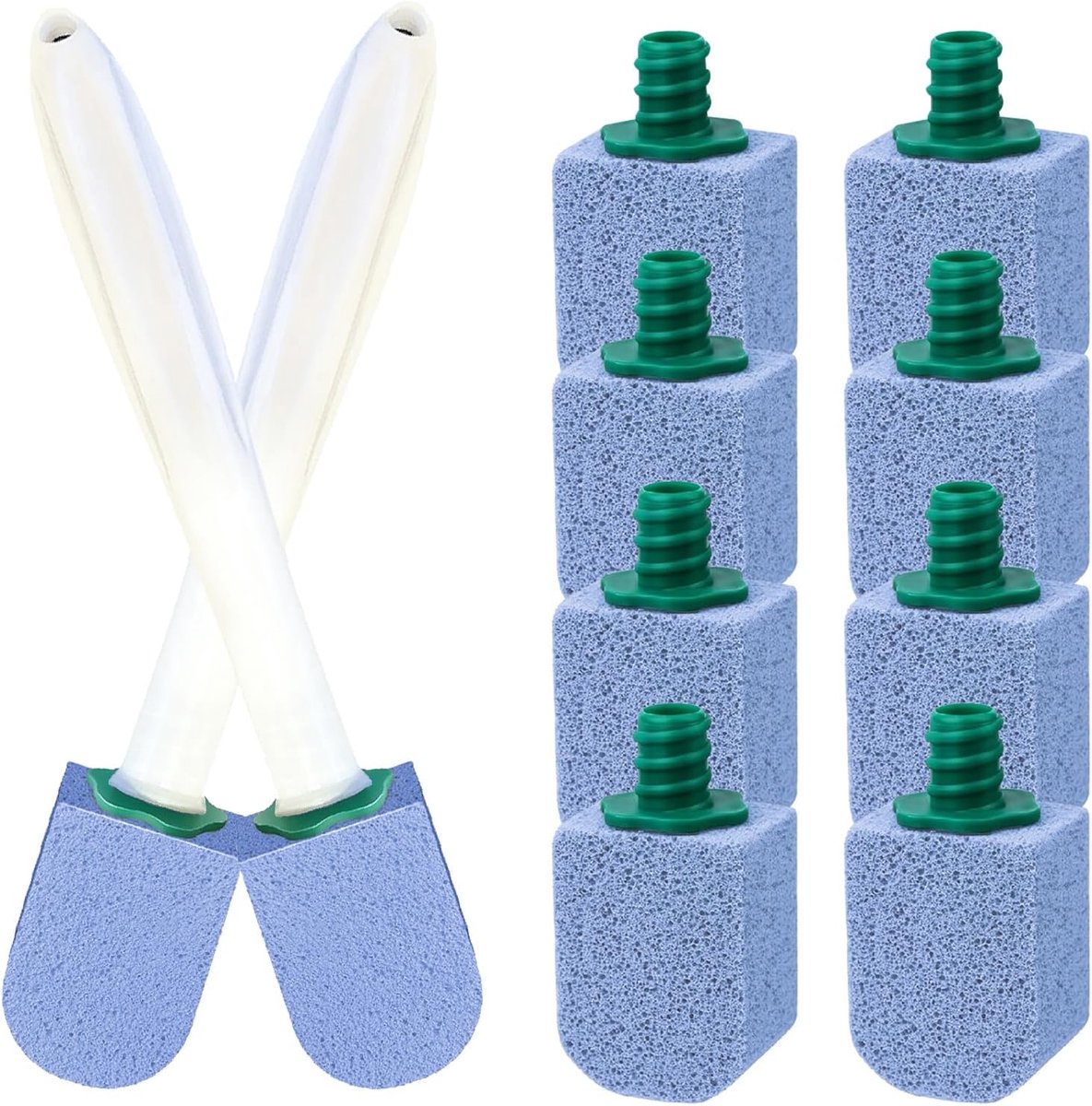 Toiletborstel, 10 Puimsteen Toiletreiniger Reinigingsblok met Herbruikbare Handgreep, Effectieve Reiniging Hardnekkige kalkaanslag, voor WC, Keuken, Wastafel (Blauw)