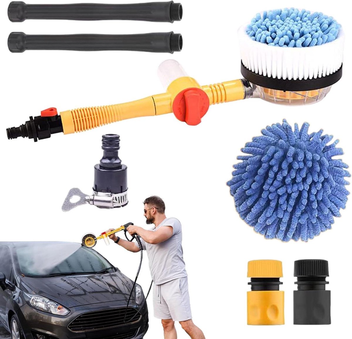 Autowasborstel - Reinigingsborstel Auto - Voertuigen Reinigen - Uitschuifbaar Telescoopsteel - 52 cm - Niet gespecificeerd