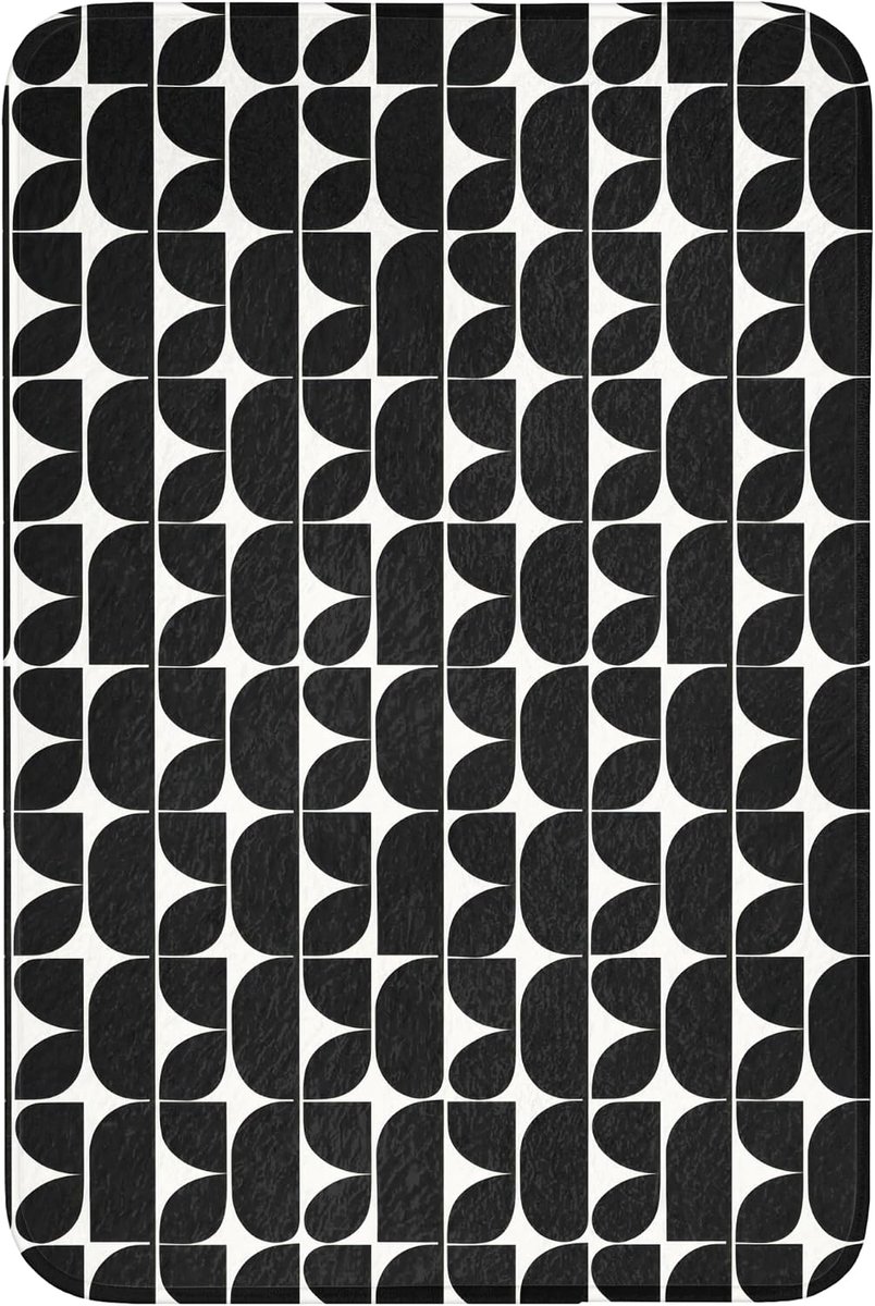 Badmat Rechthoekig 60x90 cm Badkamer Accessoires Bath Mat Anti Slip Wc Memory Foam Wasbaar Zacht Bathroom Toilet Mats Washable Modern - Geometrisch - Zwart