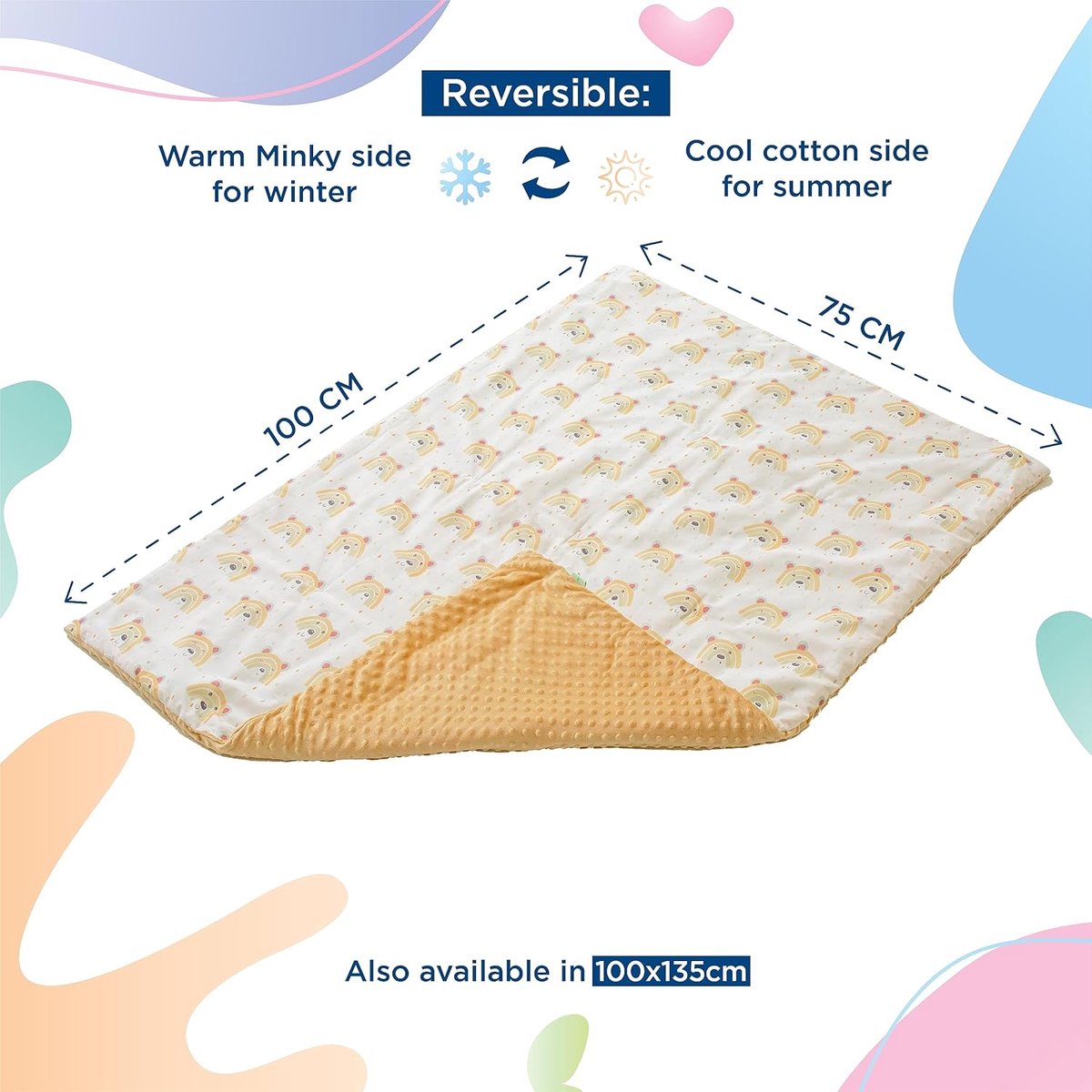 Blanket 75x100 Cm- Zachte Babydeken Van Minky Katoen Oeko Tex - Ledikant Deken - Polyester Vulling Quilt - Baby Swaddle - Bed Plaid Voor Kinderkamer - Baby Dekbed - Wiegdeken - Cotton Blanket